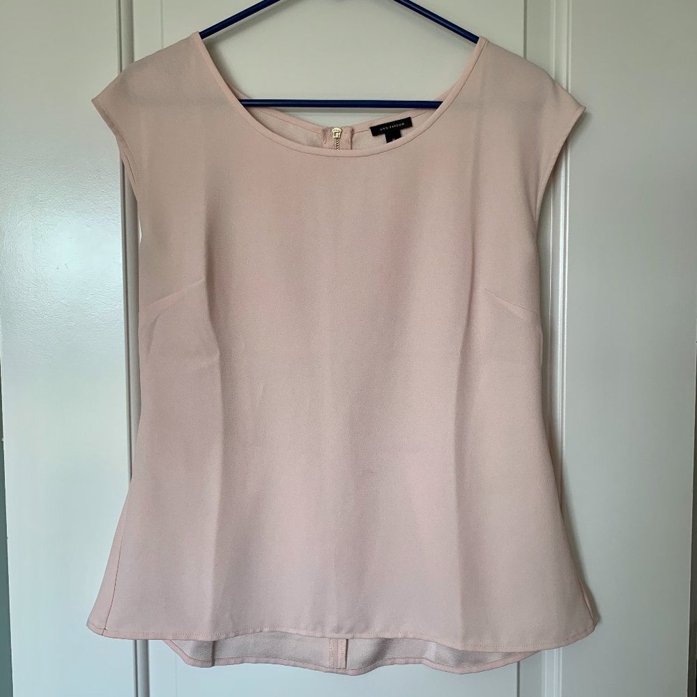 Ann Taylor Back Zip Peplum Blouse in Blush Pink 8